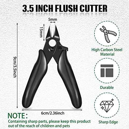 3 Packs 3. 5 Inch Wire Cutters Mini Soft Wire Snips Nippers Micro Cutter with Lock Flush Diagonal Cutting Pliers Small Flush Cut Pliers Jewelers Tools for Electronic(Black)