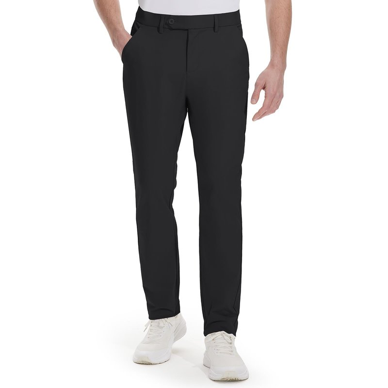 Hiwise Men's Golf Pants Stretch Dress Pants 30"/32"/34" Comfy Lightweight Casual Trousers Quick Dry Travel Pants with Pockets(Black, 34WX32L)