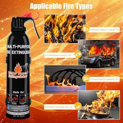 Fire Extinguisher for Home, 6 Pack Vehicle Fire Extinguishers with Mount, Portable Fire Extinguisher Effective on A, B, C, K Fires, Water-Based Extinguisher for Car Boat Office Truck Kitchen Garage RV