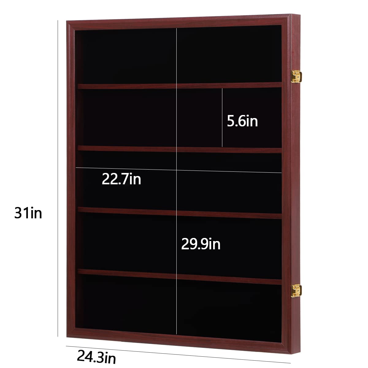 Temgee 35 Baseball Card Display Case - Lockable Sports Graded Card Display Case Wall Mount with UV Protection Acrylic Door for Baseball Basketball Football Hockey Trading Card Collection (Mahogany)