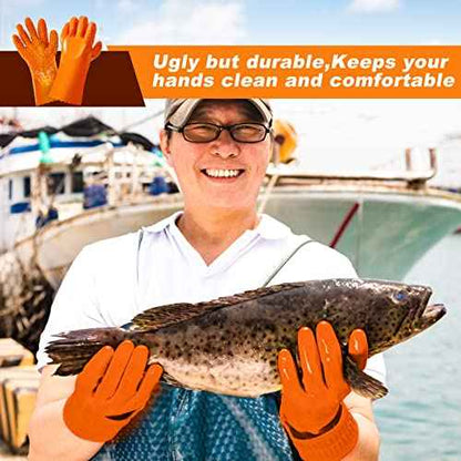 Jecery Sewer Gloves Plumbing Snake Gloves Abrasion Resistant Drain Cleaning Accessory for Men Women Plumber Tools Orange