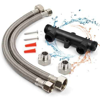 WP596816 Sensor Valve Kit for watts Recirculating Hot Water Pump, Essential Component of Hot Water Recirculation System, Includes 2 x 12in Stainless Steel Pipes & Thermal Bridge Valve