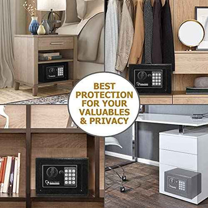 ROLOWAY Steel Money Safe Box for Home with Fireproof Money Bag for Cash Hidden, Security Safe Box with Keys and Keypad (Black)