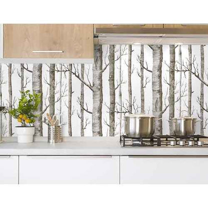 17.7" X 118"Birch Tree Wallpaper White and Brown Peel and Stick Wallpaper for Bedroom Bathroom Tree Contact Paper for Cabinets Removable Self Adhesive Shelf Drawer Liner Wall Decor Vinyl