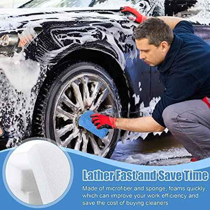 Riakrum 32 Pieces Microfiber Applicator Pads Detailing Car Wax Sponge for Car Ceramic Coating Applicator Tire Shine Cleaning Pad for Applying Wax Foam(Blue)