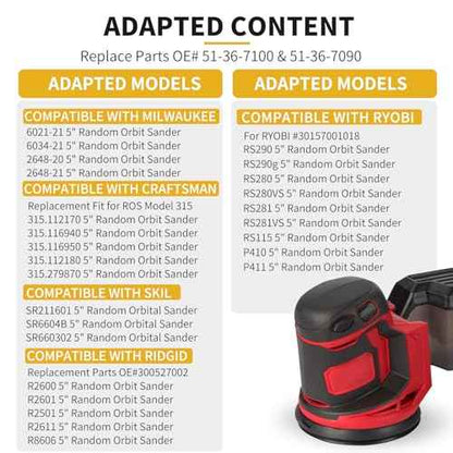 4 Pack 5" 8 Hole Replacement Sander Pad Compatible with Milwaukee 6021-21 6034-21 2648-20 2648-21 Orbital Sander Hook and Loop Replacement Part #51-36-7100 (4 Screw Holes Sander Pads)
