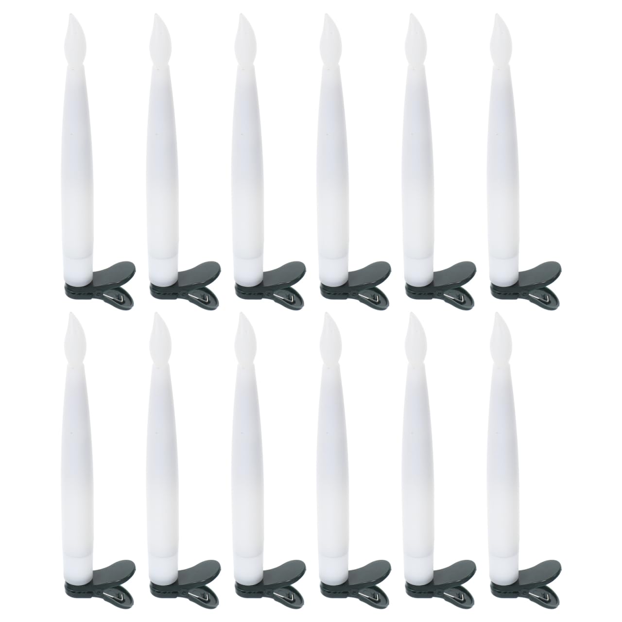 Angoily 12 Pcs Flameless Led Taper Candles Battery Operated Christmas Tree Lights Electric Fake Candles for Holiday Home Garden Wedding Parties Decor Includes Clips Fishing Line, Warm Led Lights