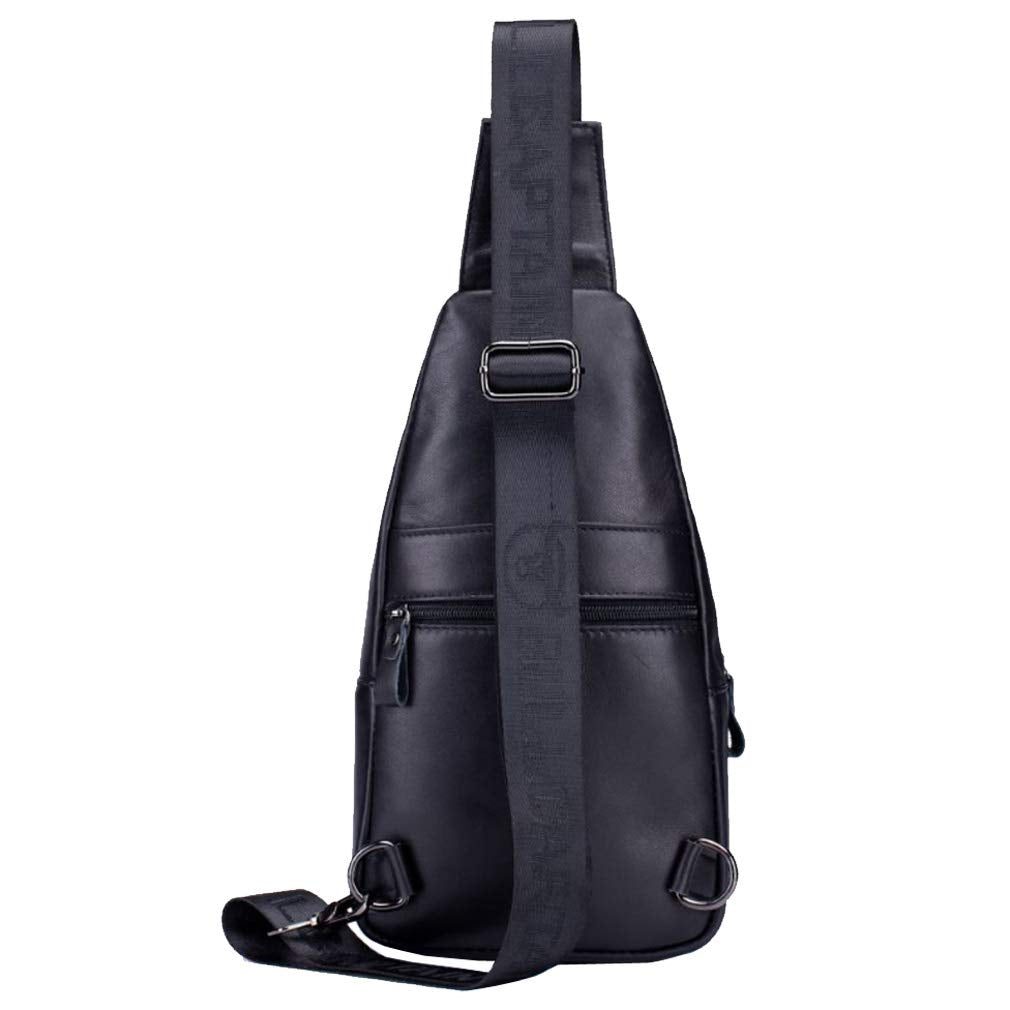 Hebetag Leather Sling Bag Crossbody Backpack for Men Women Outdoor Travel Shoulder Chest Pouch Casual Hiking Pack