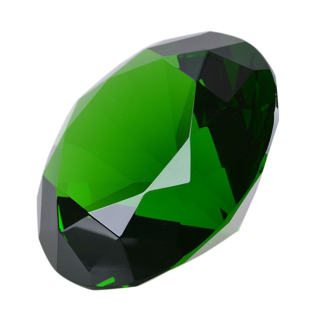 LONGWIN 80mm(3.1 inch) Crystal Diamond Paperweight Jewels Wedding Decoration Centerpieces Home Decor (Green)