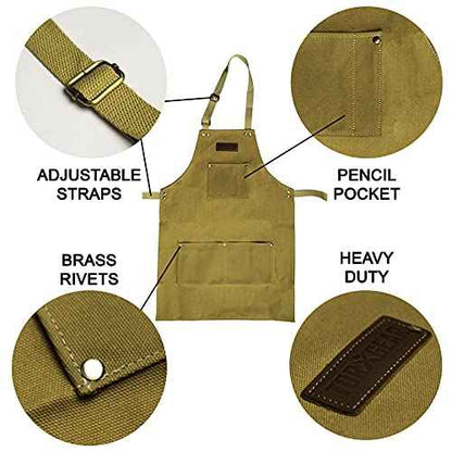 Torxgear Kids Kids Soft Canvas Apron - Shop and Blacksmith Apron for Boys & Girls - Durable Woodworking and Workshop Tool Apron - Adjustable Children's Art Smock for Crafts, Painting & DIY Projects