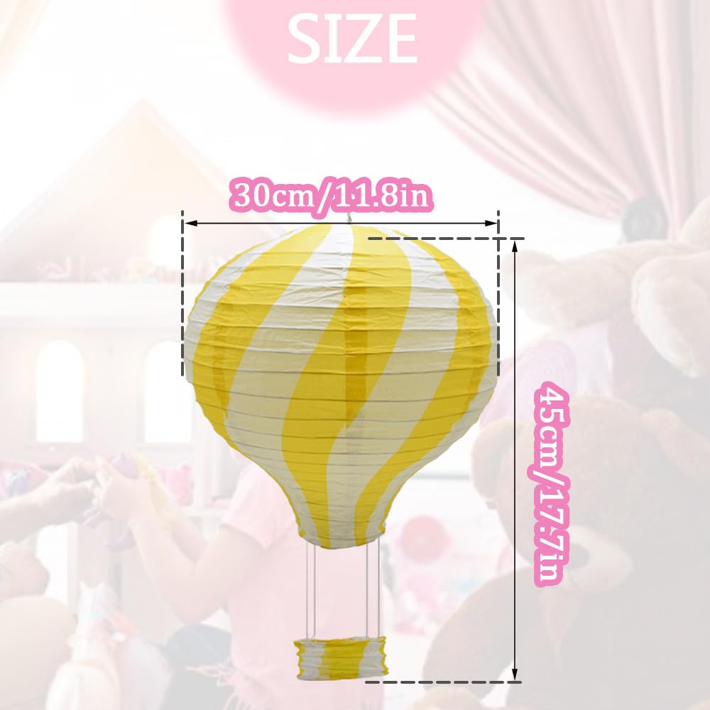 Ruidee 3 Pieces Hanging Hot Air Balloon Paper Lanterns 12 inch Paper Lanterns Set Decoration Ball Lamps for Wedding, Birthday, Anniversary, Christmas (Yellow)