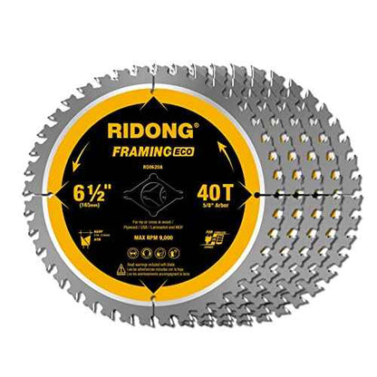 6-1/2 Inch 40 Tooth Circular Saw Blade with 5/8 Inch Arbor ATB Finishing for Wood Cutting(5-Packs)