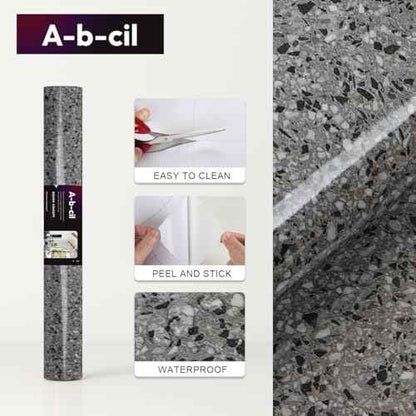 Dark Gray Terrazzo Contact Paper 78.8" X 16"Terrazzo Wallpaper for Bathroom Granite Countertop Peel and Stick Contact Paper for Desk Top Vinyl
