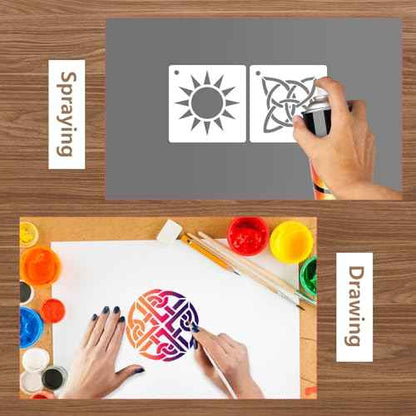 48 Pcs Runes Stencils for Painting on Wood, 3x3 Inch Small Viking Symbol Tree of Life Reusable Painting Template for Wood Burning, Crafts Drawing Stencil for Spray Painted Card Canvas Wall Decor