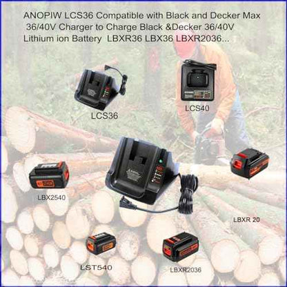 40V MAX Fast Charger Compatible with Black and Decker LCS36 LCS40 for 36V/40V Lithium ion Battery LBX1540 LSW36 LBX2540 LBXR36 LBX36 LST136 LBXR2036 LHT2436 LBX2040...