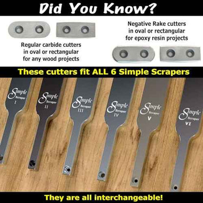 Simple Woodturning Tools Authentic Replacement Carbide Cutter for Simple Scraper Tools, Fits Simple Scraper I, II and III and IV. (Negative Rake Oval Cutter)