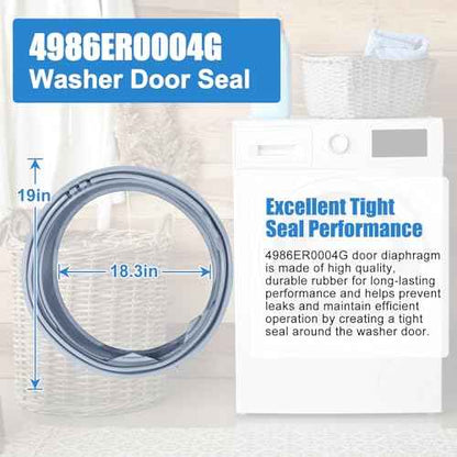 UPGRADED 4986ER0004G Washer Door Gasket With Drain Port Compatible with LG Front Load Washer Door Seal WM2501HWA, WM2501HVA, WM2487HRM, WM2688HWMA Door Gasket Washer Door Boot Rubber Seal Replacement