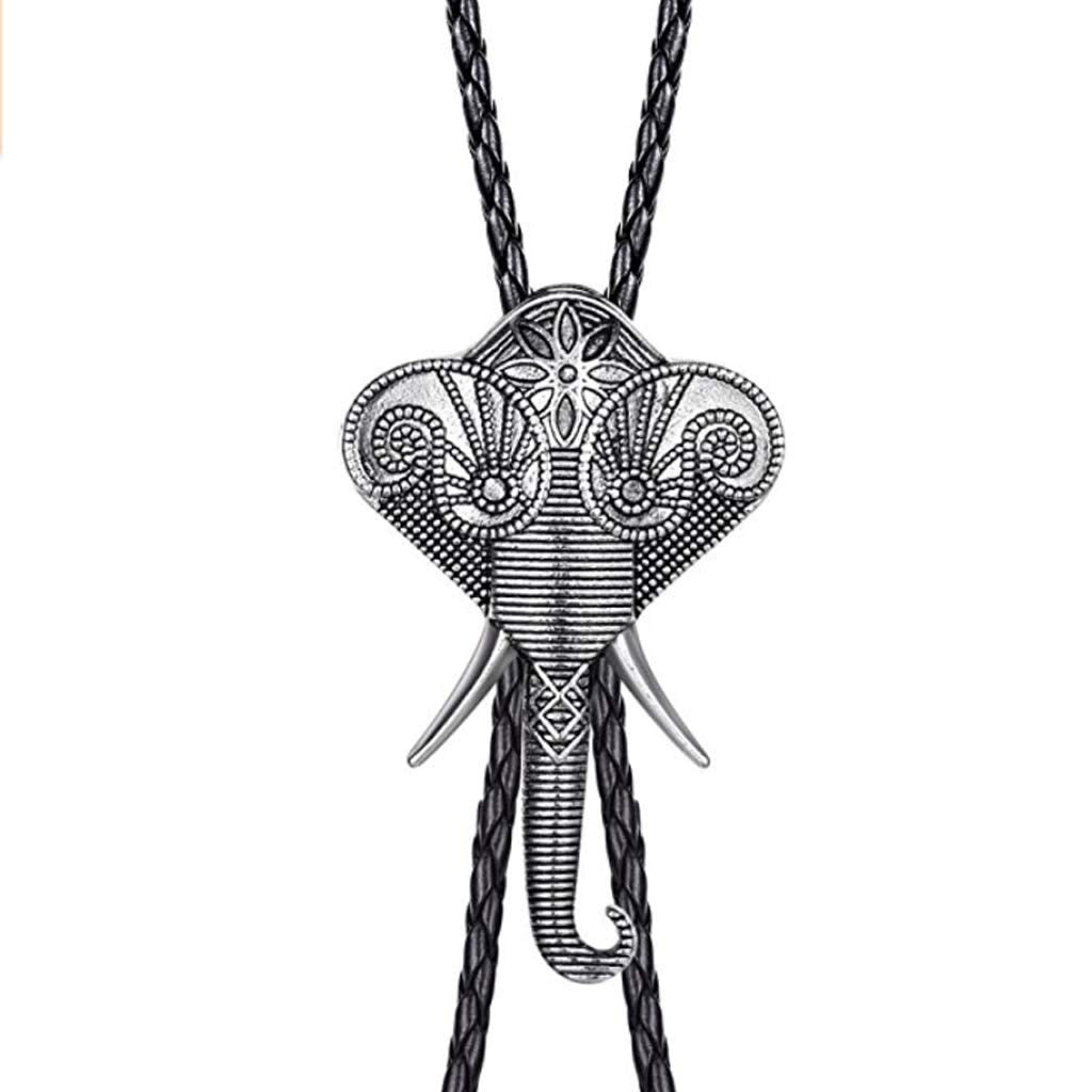 YYHJM Long Nose Elephant Silver Arrowhead Cowboy Bola Tie Western Bolo Tie…