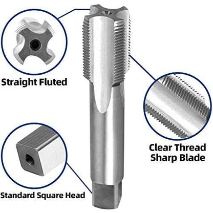 Burkit 1-1/4"-12 UNF Thread Tap Right Hand, HSS 1-1/4 x 12 UNF Straight Fluted Machine Tap