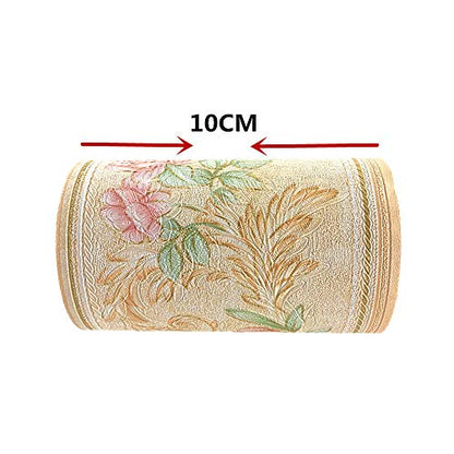 Simplemuji Orange Wallpaper Flowers Border Peel & Stick Wall Covering Kitchen Bathroom Bedroom Tiles Decor Sticker,4 Inch by 16.5 Feet