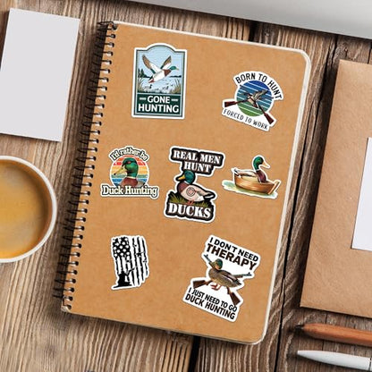 Duck Hunting Stickers 50 Pieces Vinyl Waterproof Decal for Laptop Water Bottle Phone Car Window Bike Motorcycle Stakeboard Scrapbook Ducks Hunt Sticker Gifts