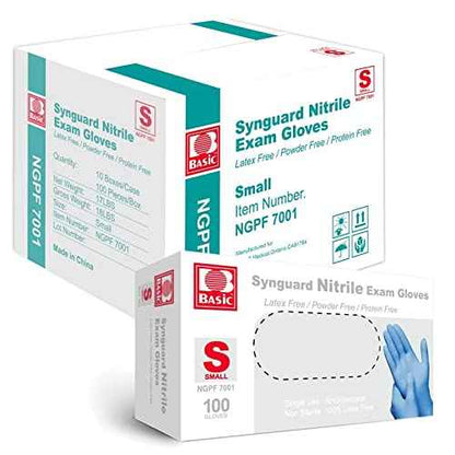 Jointown Basic Medical Blue Nitrile Exam Gloves - Latex-Free & Powder-Free - NGPF7001(Case of 1,000), Small