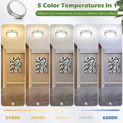 18IN 50W LED Flush Mount Ceiling Light, 5600lm Bright Dimmable LED Ceiling Light Fixture, 2700K-6500K Adjusted, Modern Kitchen Light Fixture Ceiling for Living Room Bedroom, Brushed Nickle, 1-Pack