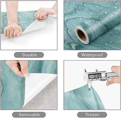 YENHOME Turquoise Blue Marble Wallpaper Peel and Stick Countertops Waterproof Granite Wallpaper for Walls Self Adhesive Marble Look Contact Paper Removable Wall Paper Pull and Stick 17.7"X80"