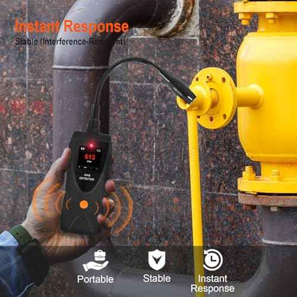 JLY-80A Gas Leak Detector, High-Precision Sensor, Flexible Metal Probe, Visual and Audible Alarm, High/Low Sensitivity Mode, Portable Combustible Gas Sniffer for Home and Industrial Use