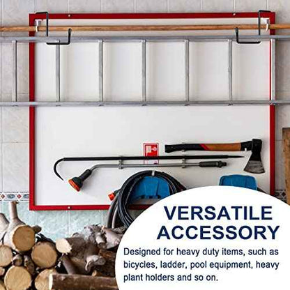 Heavy Duty 8 Pack Vinyl Coated Hooks for Hanging and Organizing, Large Ladder Hooks, Garage Bike and Tool Hanger, Black