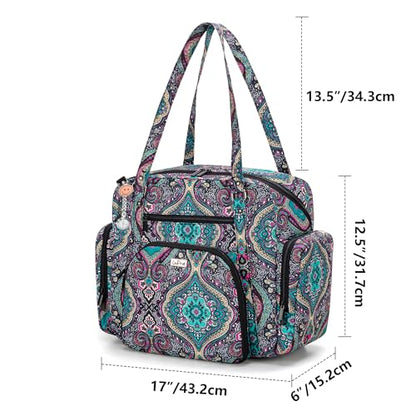 LoDrid Nurse Tote Bag with Padded Bottom for Home Health & Work, Zip-Top Closure, 15.6" Laptop Layer, Multiple Pockets for Nurse Supplies