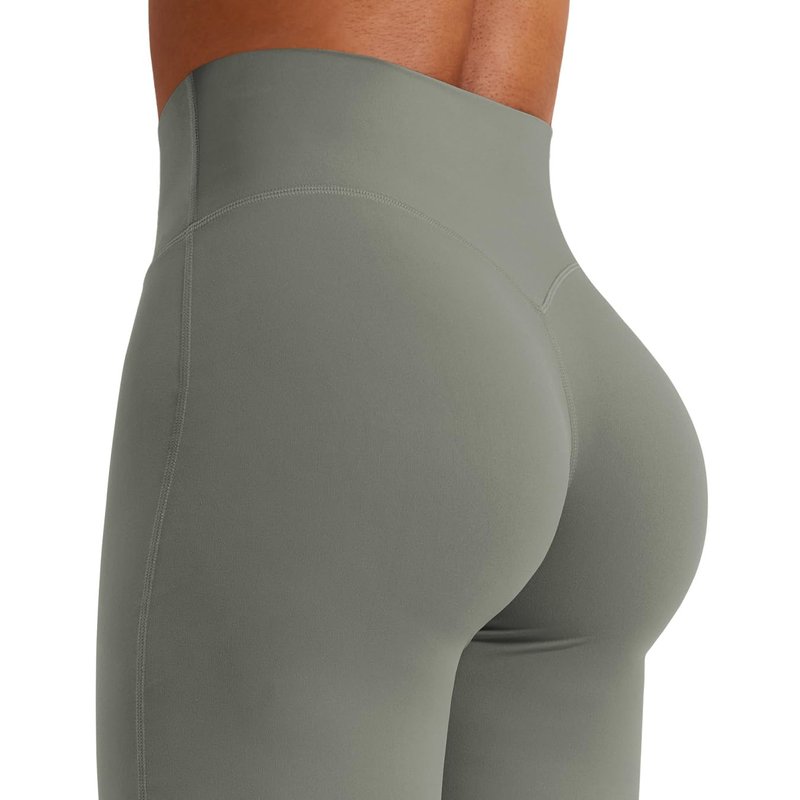 YEOREO Workout Leggings Womens No Front Seam Straight Leggings 31.5" High Waist Buttery Eddiy Gym Yoga Pants Gray Green XS