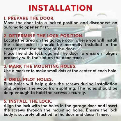 Garage Door Lock Kit, L-Handle Lock with Inside Slide Lock Latch Mechanism, Home Improvement Door Lock