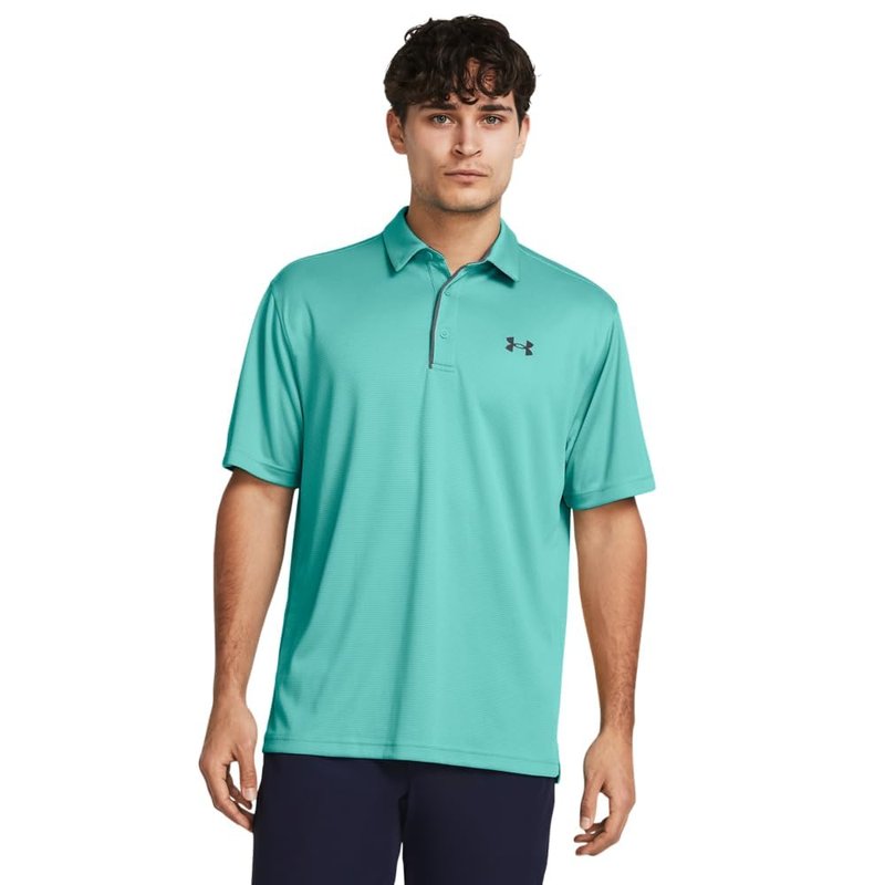 Under Armour Men's Tech Golf Polo, (957) Green Wave / / Pitch Gray, Medium Tall