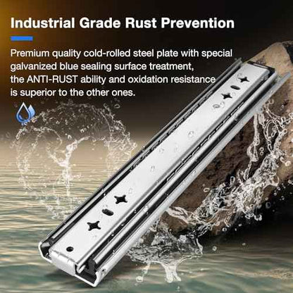 Heavy Duty Drawer Slides Full Extension Locking Runners with Lock 16 18 20 22 24 26 28 30 32 34 36 38 40 Inch Side Mount Ball Bearing Rails 500 Lb (Load:250 lb (No Lock) -W:53mm, 22 inch)