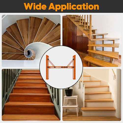 Stair Tread Template Tool, Stairs Treads Jig Stair Tread Gauge Aluminum Alloy Ruler with Angled Brace and Edge Flip Stops Adjusting Length from 12" to 60", Stair Tools Measuring Gauge