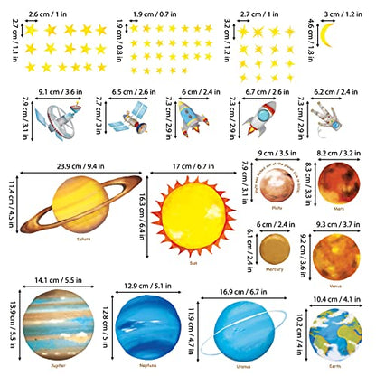 DECOWALL DS4-8007 Planets in The Space Kids Wall Stickers Wall Decals Peel and Stick Removable Wall Stickers for Kids Nursery Bedroom Living Room (Small) d?cor