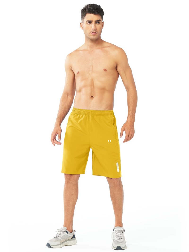 NORTHYARD Men's Athletic Running Shorts Gym Workout 7"/9"/5" Quick Dry Lightweight Sports Basketball Tennis 3 Zipper Pockets YELLOW-9inch 3XL