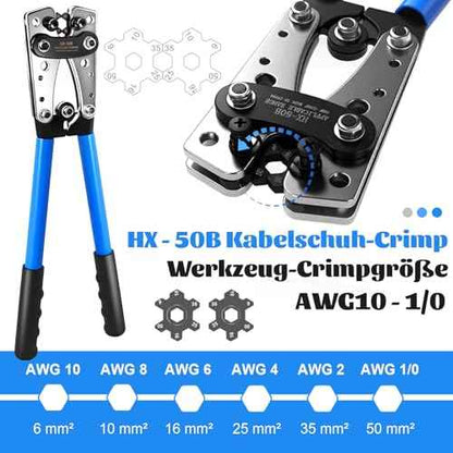 Battery Cable Lug Crimper Tool with Wire Shear Cutter Kit for 1/0,2,4,6,8,10 Awg Gauge Wire Lugs Crimping,80pcs Tinned Copper Ring Terminals and 100pcs Heat Shrink Tubing