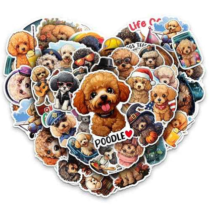 Poodle Stickers 50 Pieces Vinyl Waterproof Decal for Laptop Water Bottle Phone Car Window Bike Motorcycle Stakeboard Scrapbook Poodles Sticker Gifts for Kid Teen Adult