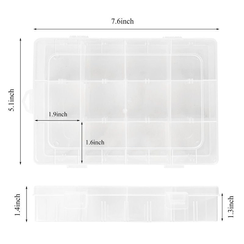 ZUFECY Small Fishing Tackle Box, 12 Clear Plastic Parts Organizer with Adjustable Dividers, Transparent Organizer Tray Organizers and Storage Box for Tackle Bead