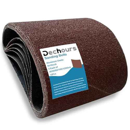 8" x 19" Sanding Belts Assorted Grits 40/60/80/100/120 Sandpaper ? 10 Pack Aluminum Oxide for EZ-8 Drum Sander, Ideal for Commercial and Residential Floor Sanding