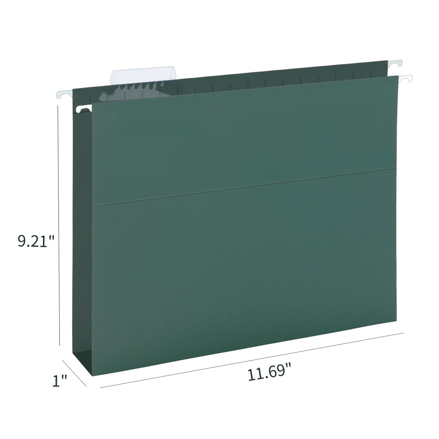 HERKKA Hanging File Folders, 80 Pack Reinforced Letter Size Hanging Folders with Heavy Duty 0 Inch Expansion, Designed for Bulky Files, Medical Charts, 1/5-Cut Adjustable Tabs, Green
