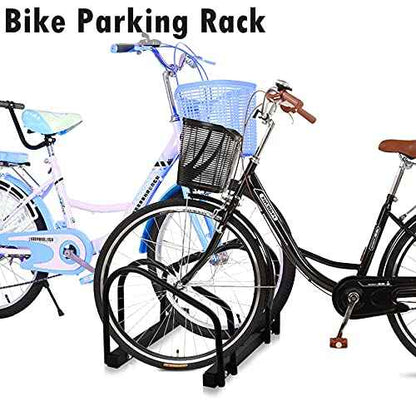 WALMANN 2 Bikes Floor Bike Stand, Bike Parking Rack Garage Bike Storage Stand Indoor/Outdoor 22-28" Wheel Stand, Max. Tire Width 2.1"