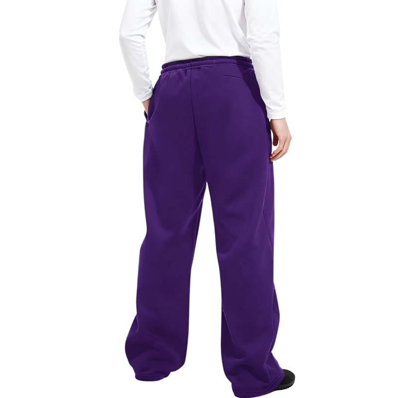Baggy Sweatpants Men Wide Leg Sweat Pants Mens Clothing Casual Athletic Workout Straight Leg Open Bottom Sweatpants Fleece Lined Jogger with Pockets Fall Winter Clothes Purple