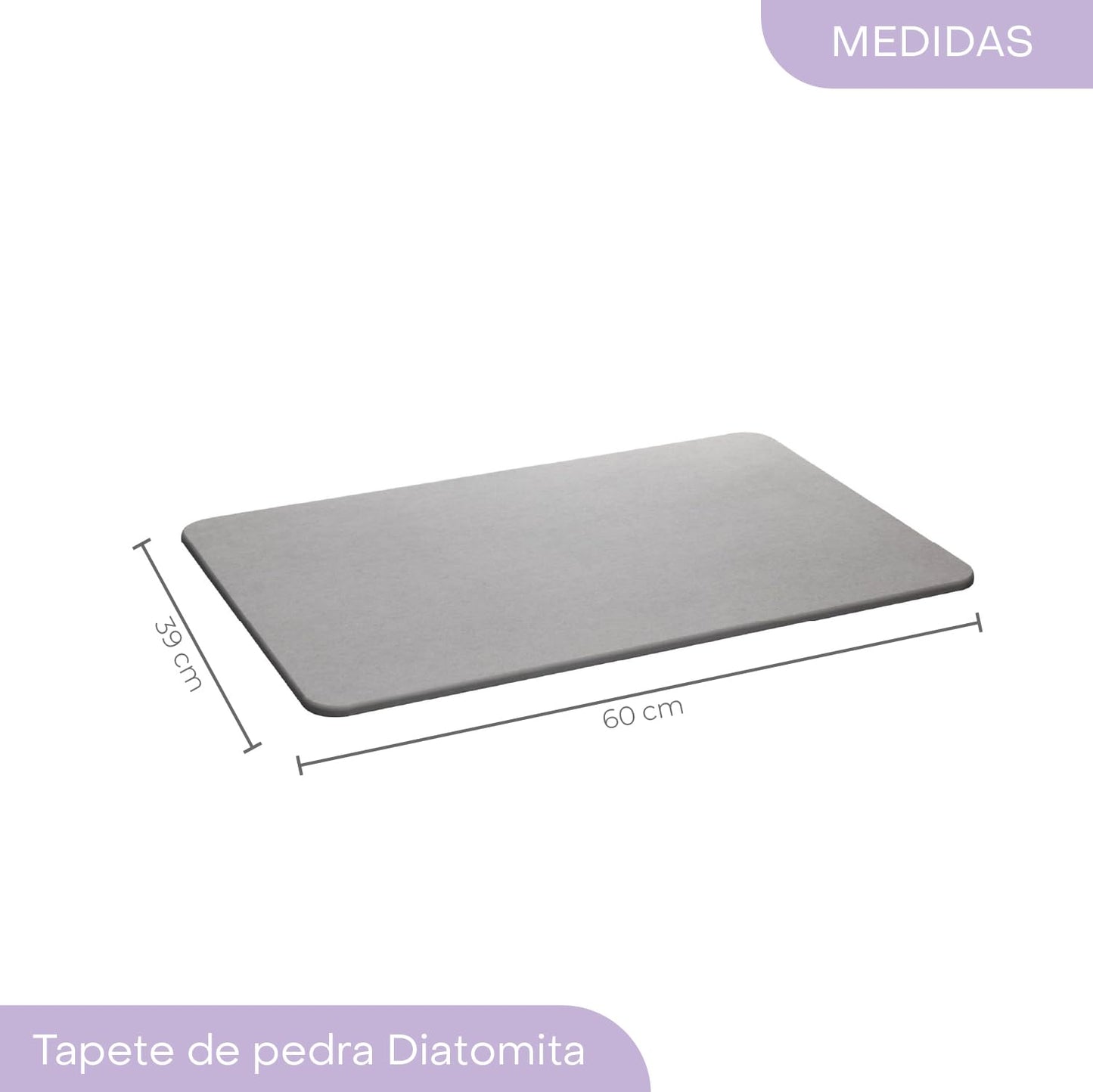 Lyor Stone Bath Mat Diatomaceous Earth – Quick Dry Bathroom Shower Mat, Super Absorbent Non Slip Diatomite Bath Mat, Water Absorbing Stone Mat for Bathroom Floor, Kitchen – Gray, 23.6 x 15.4 in