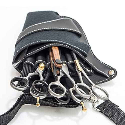 IKAS Scissor Holster - Multi Color PU Leather Shear Holder for Hairdressers, Barbers & Pet Groomers - Waist/Shoulder Belt Shear Holder