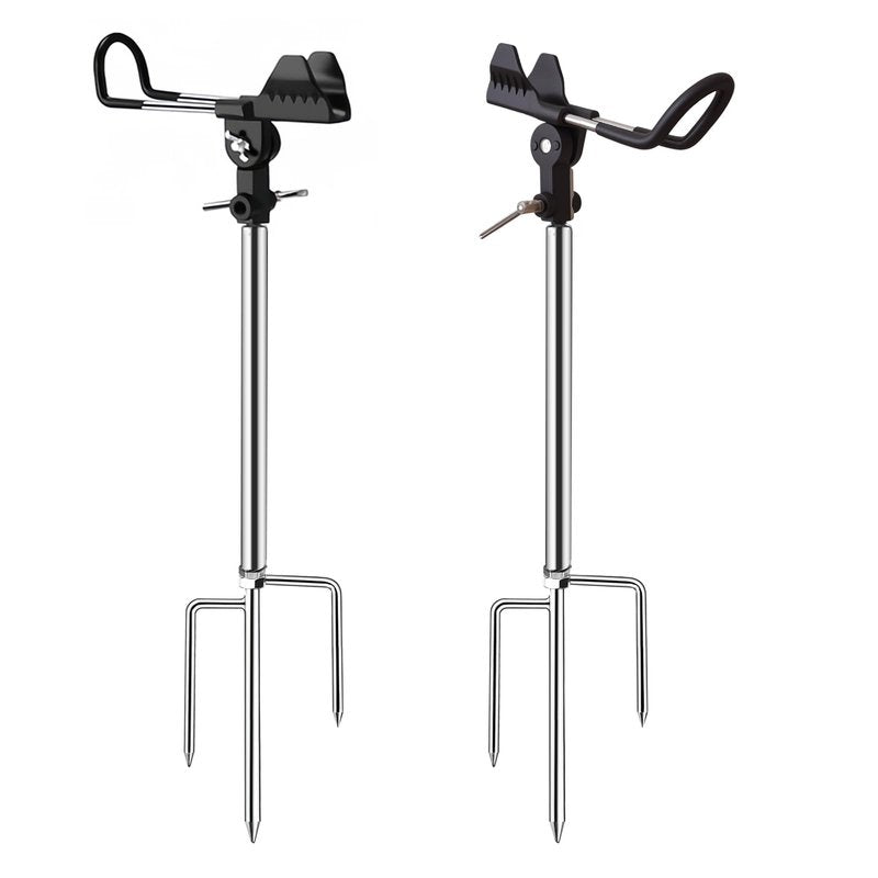 Aijmguo 2Pack Fishing Rod Holder for Ground, 360 Degree Adjustable Bank Fishing Pole Holders, Multifunctional Stainless Steel Beach Fishing Rod Stand Easy Set Up Rustproof(Gift for Men)