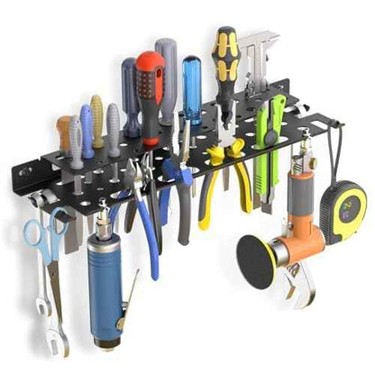 WallMount Tool Storage Rack, 17'' Screwdriver Holder Organizer, Equipped Suspension Holes for Pneumatic Tools