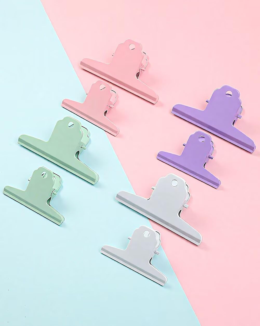 2PCS Extra Large Binder Clips Metal Bulldog Clips Large Paper Clamps Holder Chip Clips for Home School Office Drawing Bag Pink 4inch